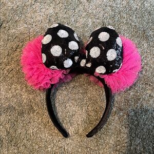 Betsey Johnson Black and Pink Polka Dot Minnie Ears - RARE FIND